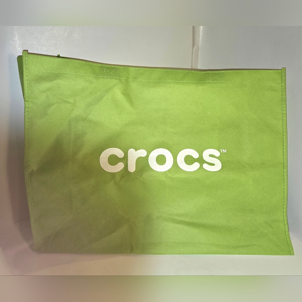 Large Crocs Green Recycle Reusable Material Bag Tote Shopping Bag W/Handles